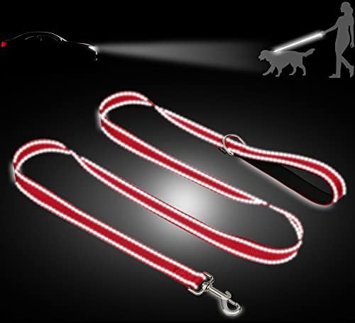 Taglory 14"-20" Dog Collar and 6 FT Dog Leash Set, Highly Reflective Threads Dog Leash, Adjustable Reflective Dog Collar with Safety Locking Buckle for Medium Dogs