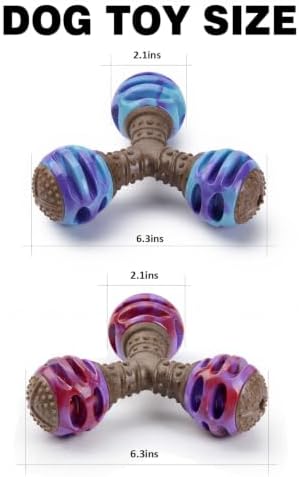 MECOOL Durable Dog Chew Toys for Medium Dogs - Squeaky Rubber Balls with Nylon Reinforcement, Interactive Lick & Chew Toy for Aggressive Chewers, Pet Teething Toy Blue,Bacon Flavored