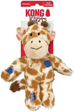 KONG Wild Knots Giraffe Dog Toy (Small/Medium) Durable Internal Knotted Rope, Minimal Stuffing for Less Mess – Soft Plush Chew Toy for Dogs