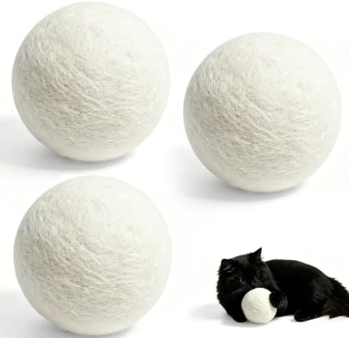 Cat Toy Ball, Soft Wool Pom Pom Balls for Indoor Cats, High Elasticity Interactive Toys for Kittens and Adult Cats, 3 Piece
