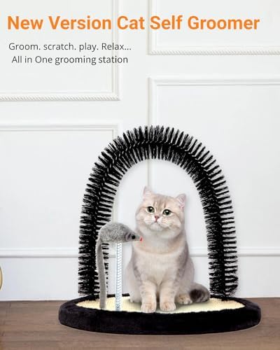 Happi N Pets Large Cat Self Groomer, Heavy Woven Sisal Pad with Mouse Toy