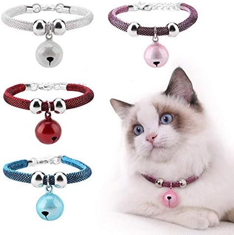 Japanese Pets Cat Collar Adjustable Kitty Kitten Necktie Nylon Necklace Grooming Accessories Pet Supplies with Bell Extension Chain for Wedding Party Birthdays Photoshot (Blue)