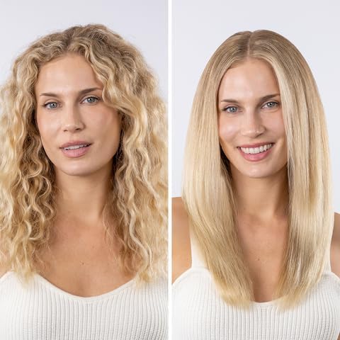 L'ANGE HAIR Le Titane Titanium Flat Iron | Hair Straightener with Curved Edges for Versatile Styling | Dual Voltage Flat Iron with Infrared Heat & Adjustable Temperature | 1.75" Blush