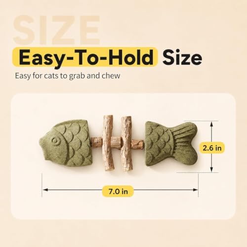 3pcs Catnip & Silvervine Fishbone-Shaped Cat Chew Toy