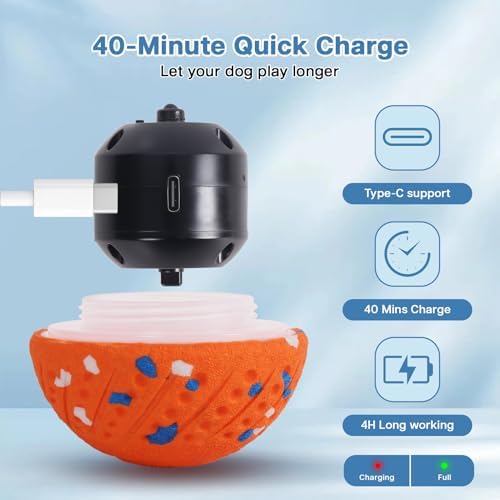 Interactive Dog Ball, Smart Moving Dog Toy with Colorful Lights, 3 Interactive Modes and TPU Material, Bouncing Ball for Dogs to Keep Them Entertained