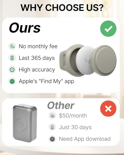 Cat Tracker Collar - Tracking Pet Collar with Finder Tag Waterproof, No Monthly Fee, Compatible with Apple Find My (iOS Only), Light Khaki
