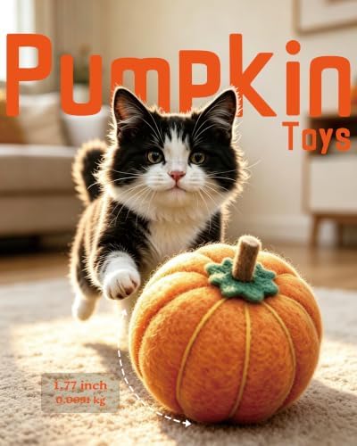 Cat Toy Balls, Pumpkin-Shaped, 5 Pack
