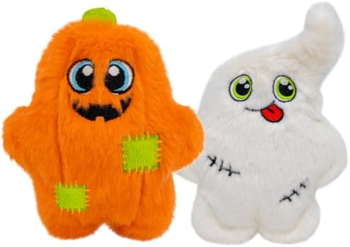 KONG Halloween Snuzzles 2-Pack Squeaky Plush Dog Toys (Pumpkin and Ghost, Small)