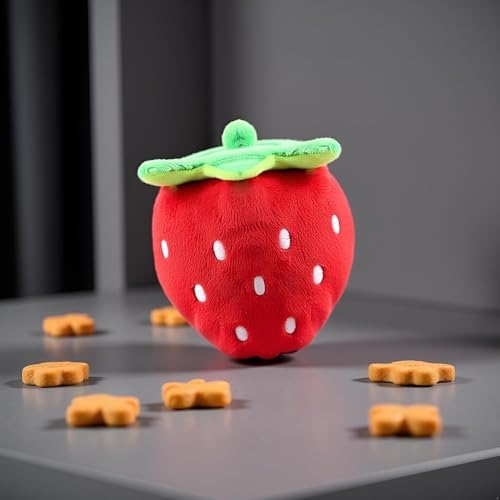 Red Strawberry Plush Squeaky Dog Toy, Interactive Pet Toy, Creative Design, Pet Supplies