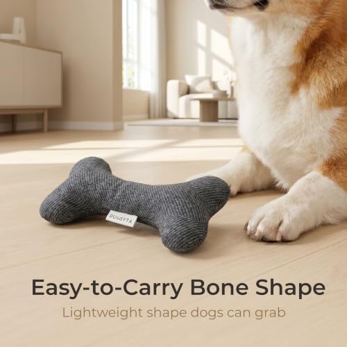 White Plush Dog Bone Toy – No Squeaker, Lightweight, Durable & Soft Chew Toy Made from Cotton Fabric – Gentle on Puppy Teeth & Gums – Ideal for Small to Medium Dogs Indoor or Outdoor