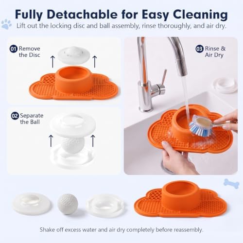Anti-Slip Slow Feeder Dog Bowl and Lick Mat with Rolling Ball