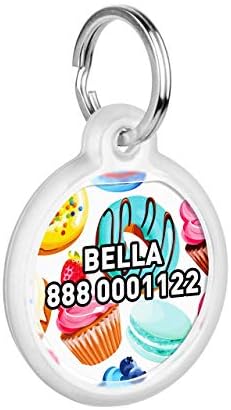 Personalized Pet ID Tag for Dog Cat with QR Passport Global Search System of Lost Pets - Personalized Dog Tags Cat Name Tags - Donuts