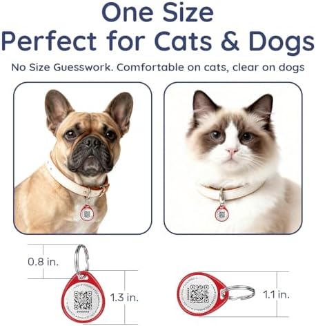 QR Code Dog Tag and Cat Tag, Scan to Reunite Faster, Waterproof and Durable, Lightweight and Quiet, Updatable Contact Info, Red and Pink, 2 Tags in 1 Pack