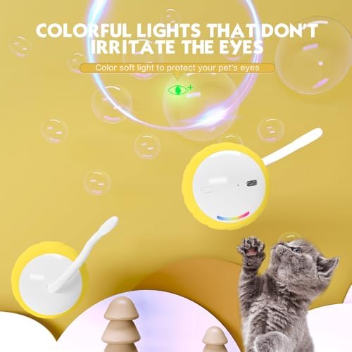 Upgraded 2.36 Inch Large Cat Toy With Touch&Voice Activation for Indoor Cat