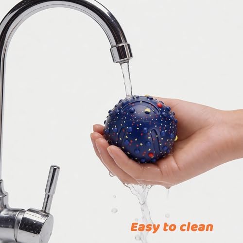 Dog Balls with Bell, Indestructible Dog Toy Ball for Aggressive Chewers, Durable High Elasticity Interactive Ball for Training Dog Catch and Fetch, Large Medium Small Dog (3in, Blue)