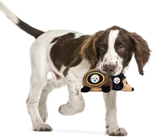 NFL Pittsburgh Steelers Plush Hedgehog Toy for Dogs & Cats, Cool Soft Pet Toy for Fun and Interactive Play, Dog Chew Toy with Squeaker, Licensed Hot Pet Toy