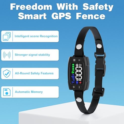 GPS Wireless Dog Fence System, Rechargeable Electric Fence for Dogs, IPX6 Waterproof Collar, Adjustable Warning, 33Yd-1000Yd Range, Pet Safe Outdoor Containment for Most Breeds