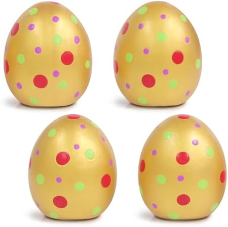 Squeaky Latex Dog Toy Ball, Golden Egg-Shaped 4 Pack