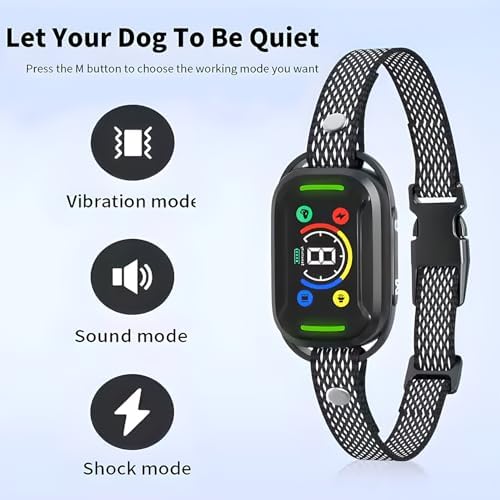 Smart Bark Control Collar, New Upgraded Color Screen, No Bark Control Anti-Barking Dog Bark Collar, Waterproof, Rechargeable, Multifunction and Safe.
