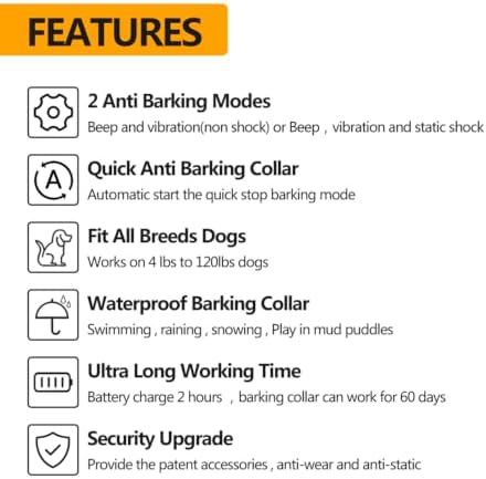 Vibration Anti Bark Collar for Dogs - Rechargeable Barking Deterrent with Adjustable Sensitivity, No Shock Training Device for Small Medium Large Breeds, IP65