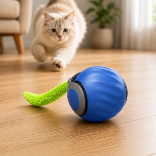 Smart Fast Rolling Ball Cat Toy, Blue