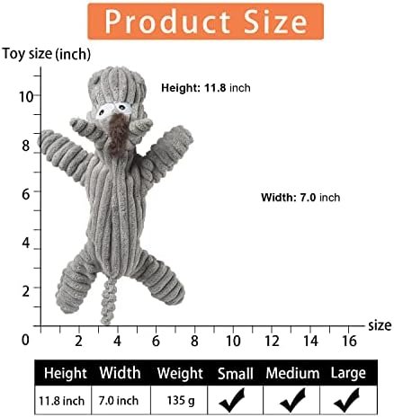 Sedioso Dog Toy, Unstuffed Plush Toy for Large Breed, Cute Squeaky Dog Toys with Crinkle Paper, Big Puppy Chew Toys for Small, Middle, Large Breed