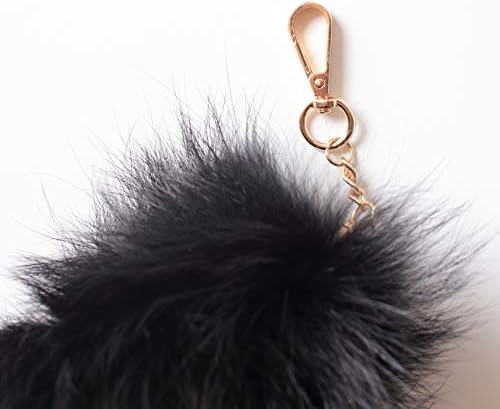 Fosrion Real Fox Tail Fur Cat Bites Hunting Playing Catching Toy (Black, Only Tail)