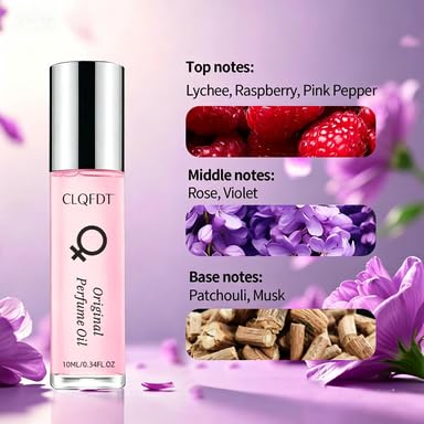 Original Perfume Oil for Women, 10ml Roll-On Fragrance with Lychee, Raspberry, Rose & Musk, Long Lasting Scent, Unique Floral Fruity Perfume