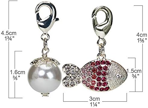 Blueberry Pet Cat Accessory Set of Pearl and Crystal Fish, Pack of 2 Accessories for Cats & Dogs