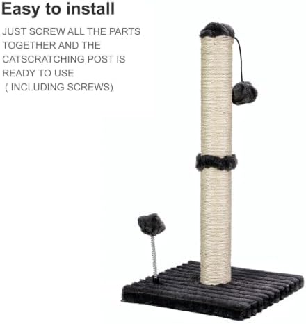 MECOOL Cat Scratching Post Premium Basics Kitten Scratcher Sisal Scratch Posts with Hanging Ball 22in for Kittens or Smaller Cats (22 inches for Kitten,Charcoal Gray)