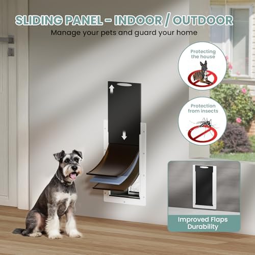 3-Flap Plastic Dog Door for Wall, Pets Up to 45 lbs (Medium) | Telescoping Tunnel, Eco-Friendly, Durable Plastic Frame, Insulated Flap, Magnetic Design, Energy-Efficient, Closing Panel