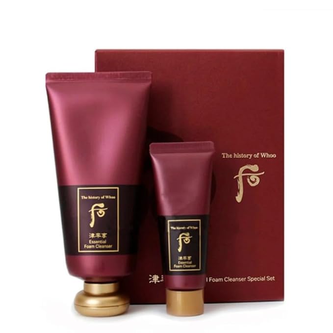 THE HISTORY OF WHOO Jinyulhyang Essential Foam Cleanser Korea Skin Care Special Set 180ml 40ml, Cranberry