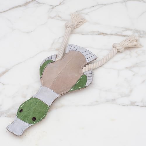 Fuzzl Eco Leather Dudley Duck Toy Natural and Tough Dog Toys - Long Lasting Chew Toys for Aggressive Chewers - Strong Dog Toy for Dogs and Puppy