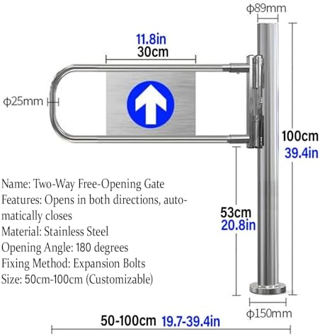 Automatic Two-Way Swing Gate, Heavy-Duty Stainless Steel Entrance Door, Safe Pedestrian Automatic Swing Gate, Durable Security Solution for Home and Business