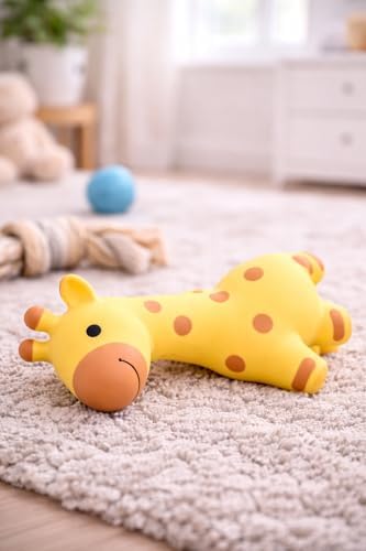 Multipet Giraffe Dog Toy | Latex Giraffe Dog Toy | Giraffes Squeaky Pet Toys | Squeaky Interactive Toys for Dogs (Yellow/Brown)