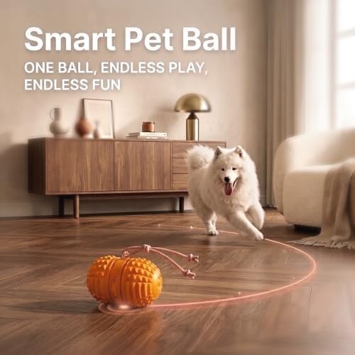 Smart Interactive Dog Toy, 8 Modes Automatic Rolling Ball with a Recording Function, Food-Grade Rubber Material Interactive Dog Ball for Medium and Large Dogs
