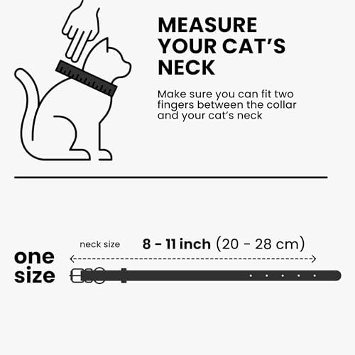 BRONZEDOG Cat Collar with Bell Kitten Rolled Leather Collars Safety QR ID Name Tag (Black Midnight)