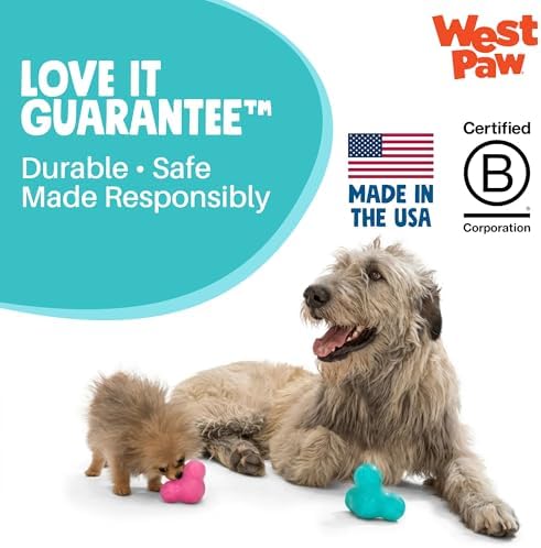 WEST PAW Zogoflex Tux Treat Dispensing Dog Chew Toy – Interactive Chewing Toy for Dogs – Dog Games for Aggressive Chewers, Fetch, Catch – Holds Kibble, Treats, Small 4", Teal