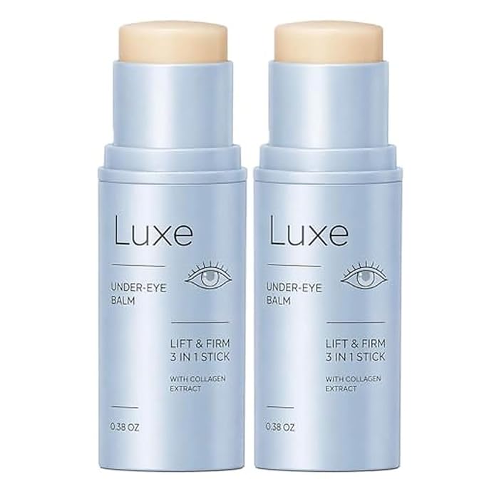 Luxe Korean Under Eye Balm Stick - Lift & Firm 3-in-1 Multi Balm with Collagen Extract for Dark Circles, Puffiness & Fine Lines -Refreshing Eye Care, 0.38 OZ(2pcs)