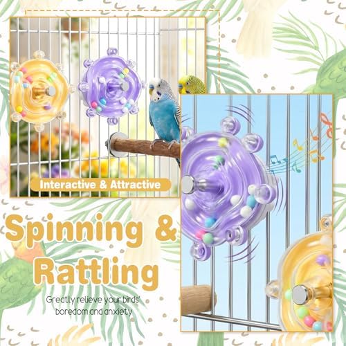 2 Pcs Bird Toys for Parakeets Colorful Budgie Toys Interactive Bird Cage Parrot Cockatiel Toy for Parakeets Cockatiels Conures Cage Small Birds Chewing Exercise Entertainment