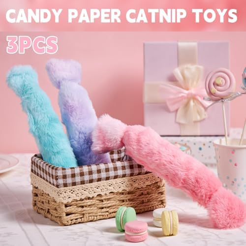 Cat Kicker Toy 3Pcs, Candy Shape Catnip Toys for Cats