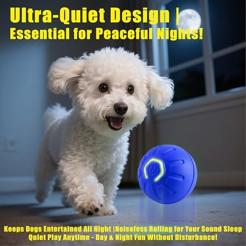 Interactive Self-Moving Pet Toy Ball - Motion-Activated Auto Rolling, Military-Grade Chew Resistant, USB-C Rechargeable for Small Dogs & Cats (Blue,2in Small1)
