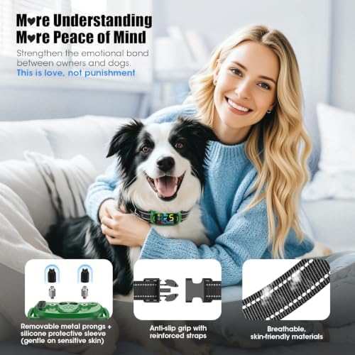 Bark Collar for Small Medium Large Dogs with 5 Training Modes, Green