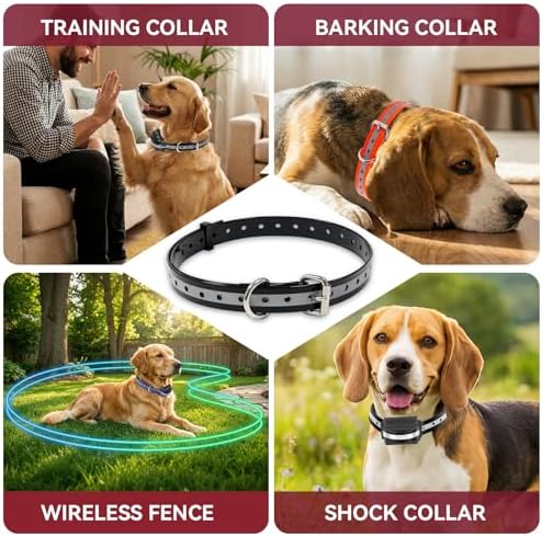 TPU Waterproof Dog Collar Replacement Strap,Easy-Clean,Odor-Resistant e Collar Strap, Shock Collar Replacement Strap Designed for Daily Training and Evening Walks.