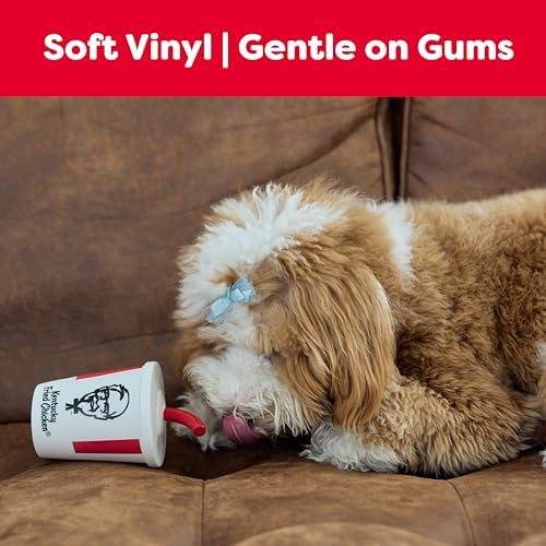 KFC Mini Chicken Wrap & Soda Meal – 2-Piece Vinyl Squeaky Dog Toy Set – Includes 6” Chicken Wrap & 6” Soft Drink Cup – Lightweight, Fun, and Interactive Play for Small & Gentle Chewers