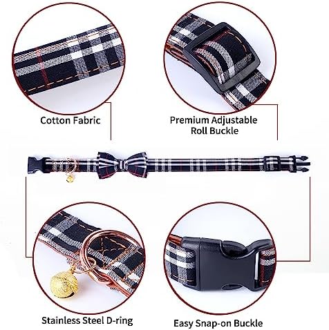 Yizepet Dog Collar with Bow Tie- Adjustable pet Collar for Dogs with Plastic Buckle Collar, Stylish Pattern for Small Medium or Large Boy and Girl Dog and Cat