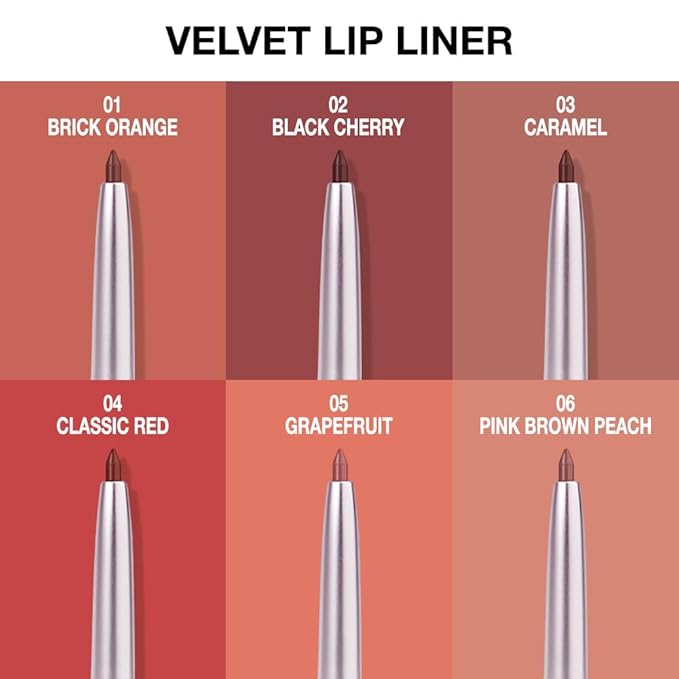 evpct Silky Smooth Lip Liner Pencil Retractable, Orange Red Lip Liner Creamy Long-Lasting Formula for Precision Contouring Matte Velvet Pigmented Rich Lip Colors Crayon Lipstick 05