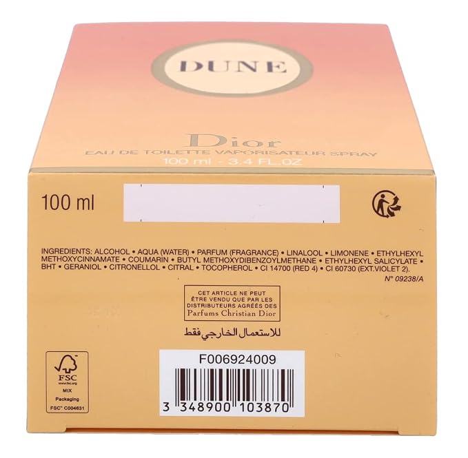 Dior Dune Eau De Toilette For Women, 3.4 Ounce