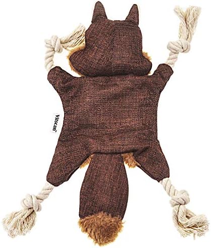 Vitscan Crinkle Dog Toy, No Stuffing Puppy Toys, Cotton Rope Limbs Stuffless Dog Toy with Squeaker, Plush Body Parts Squirrel Dog Squeaky Toys for Small Dog Chew Toys
