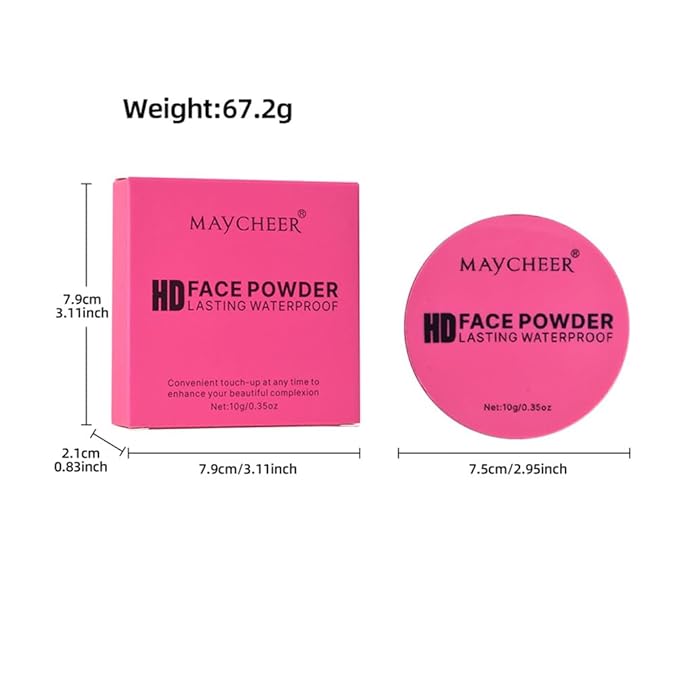 LAMUSELAND Pressed Powder Compact, Oil Control Brighten Skin 6 Colors Face Powder, Whitening Highlighting Face Makeup Tools for Women Girls (CG04)
